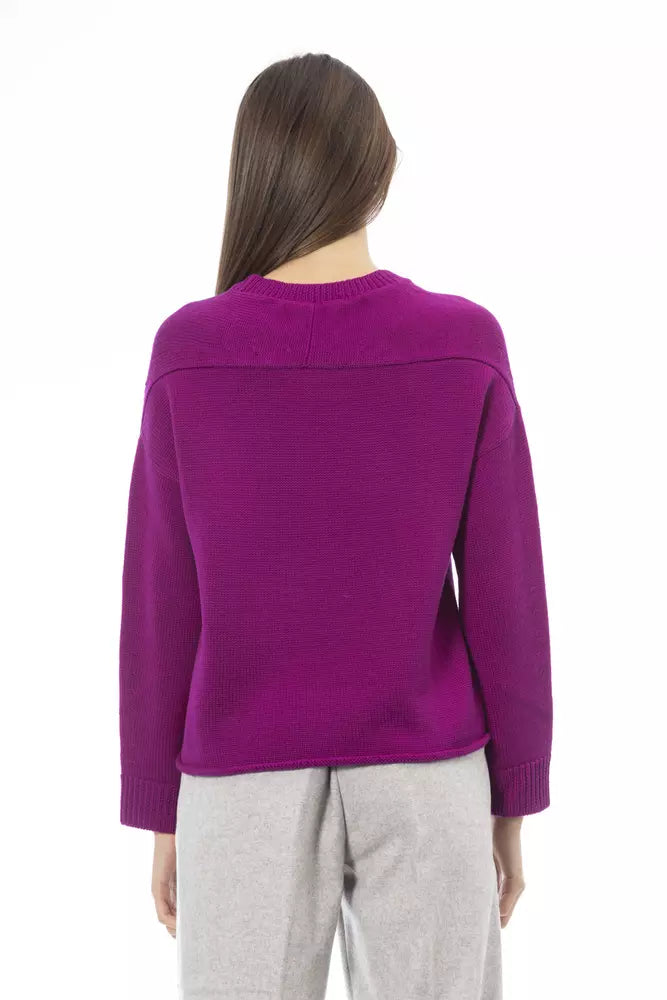 Alpha Studio Purple Merino Wool Women Sweater