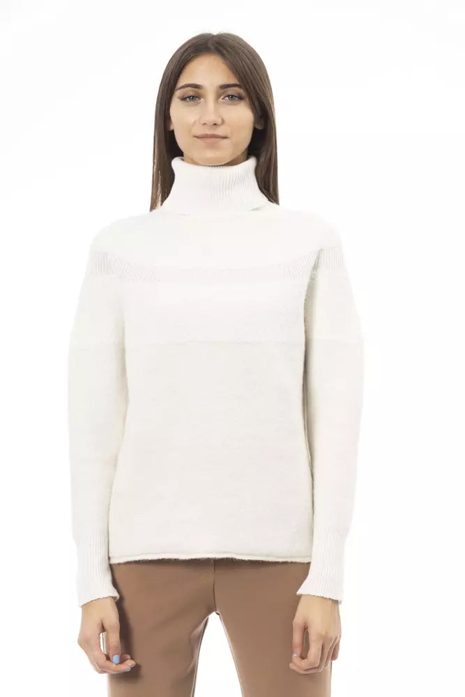 Alpha Studio White Alpaca Women Sweater