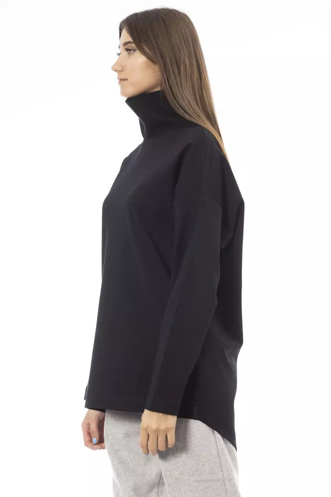 Alpha Studio Black Viscose Women Sweater Turtleneck Long Sleeve