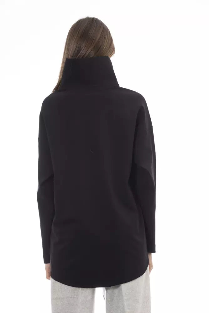 Alpha Studio Black Viscose Women Sweater Turtleneck Long Sleeve