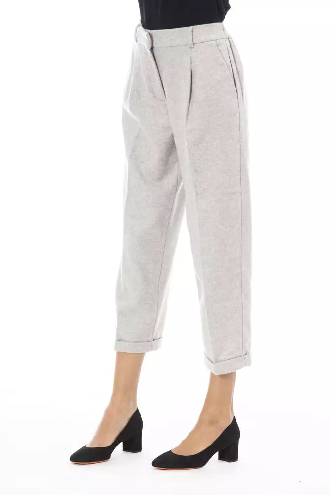 Alpha Studio Gray Wool Women Pant