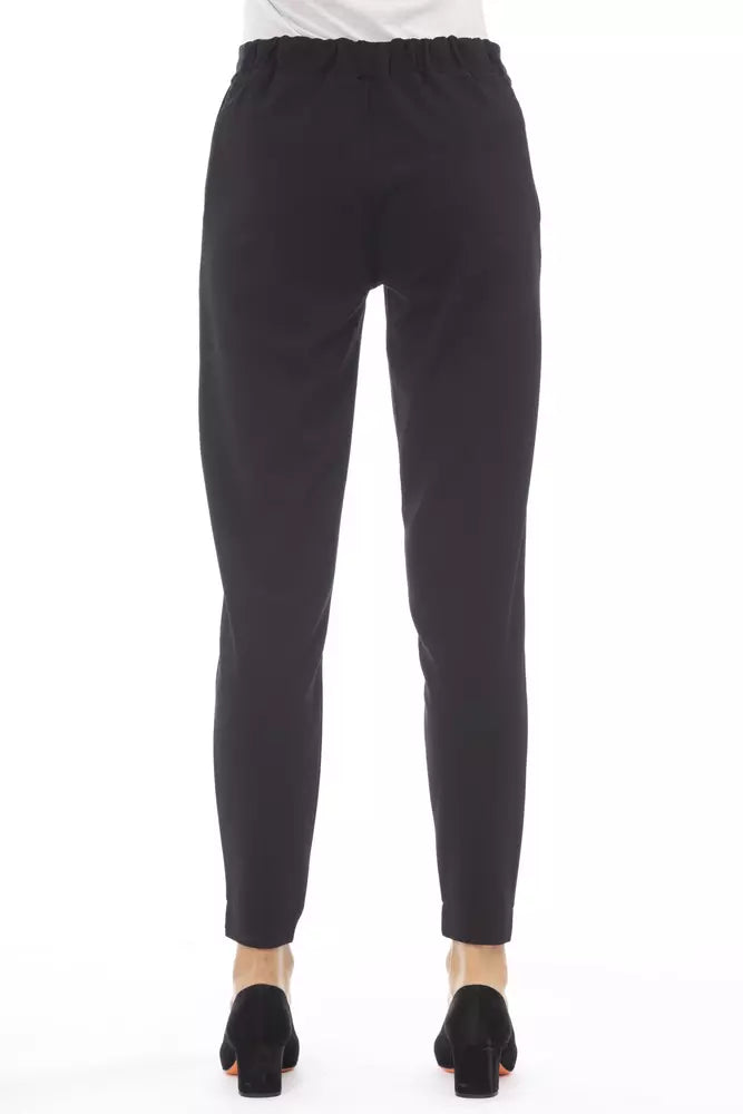 Alpha Studio Black Polyester Women Pant