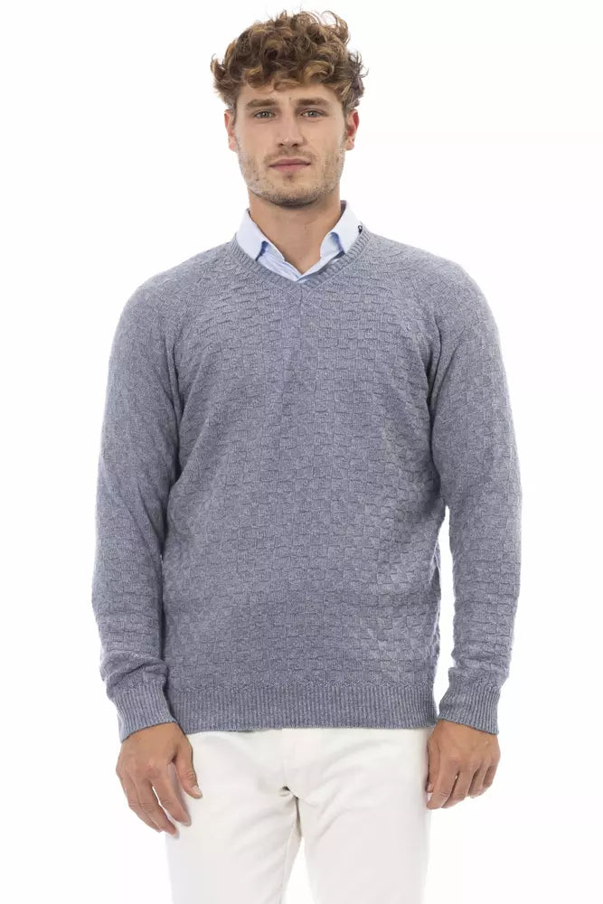 Alpha Studio "Light Blue Viscose Men Sweater"