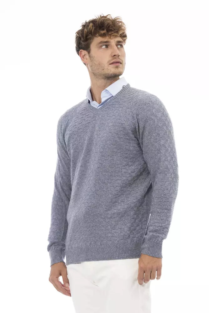 Alpha Studio "Light Blue Viscose Men Sweater"