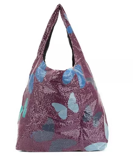 PINKO Sequin Butterfly Shopper Tote Bag