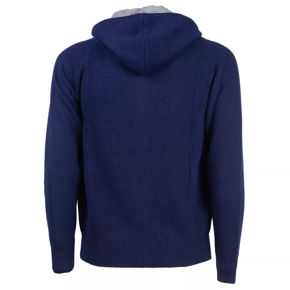 Emilio Romanelli Italian Wool Blend Zip Hoodie in Blue