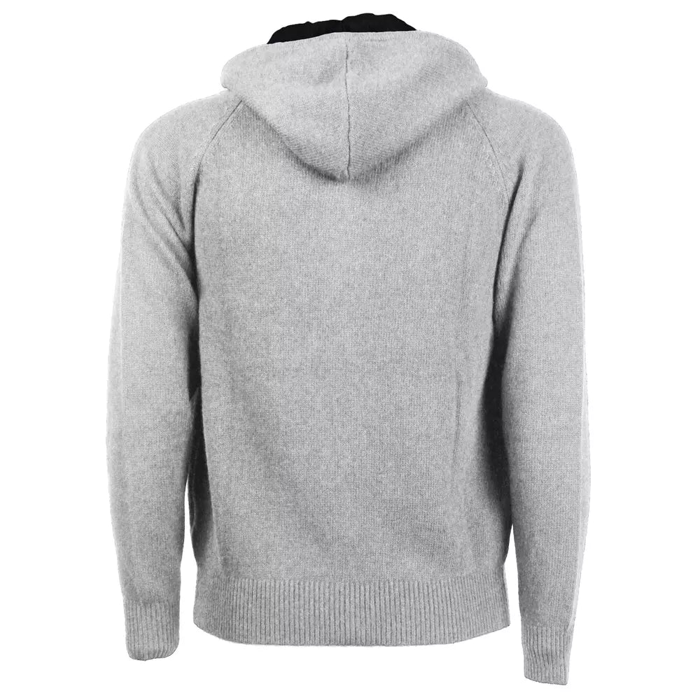 Emilio Romanelli Elegant Wool Blend Zip Hoodie in Gray