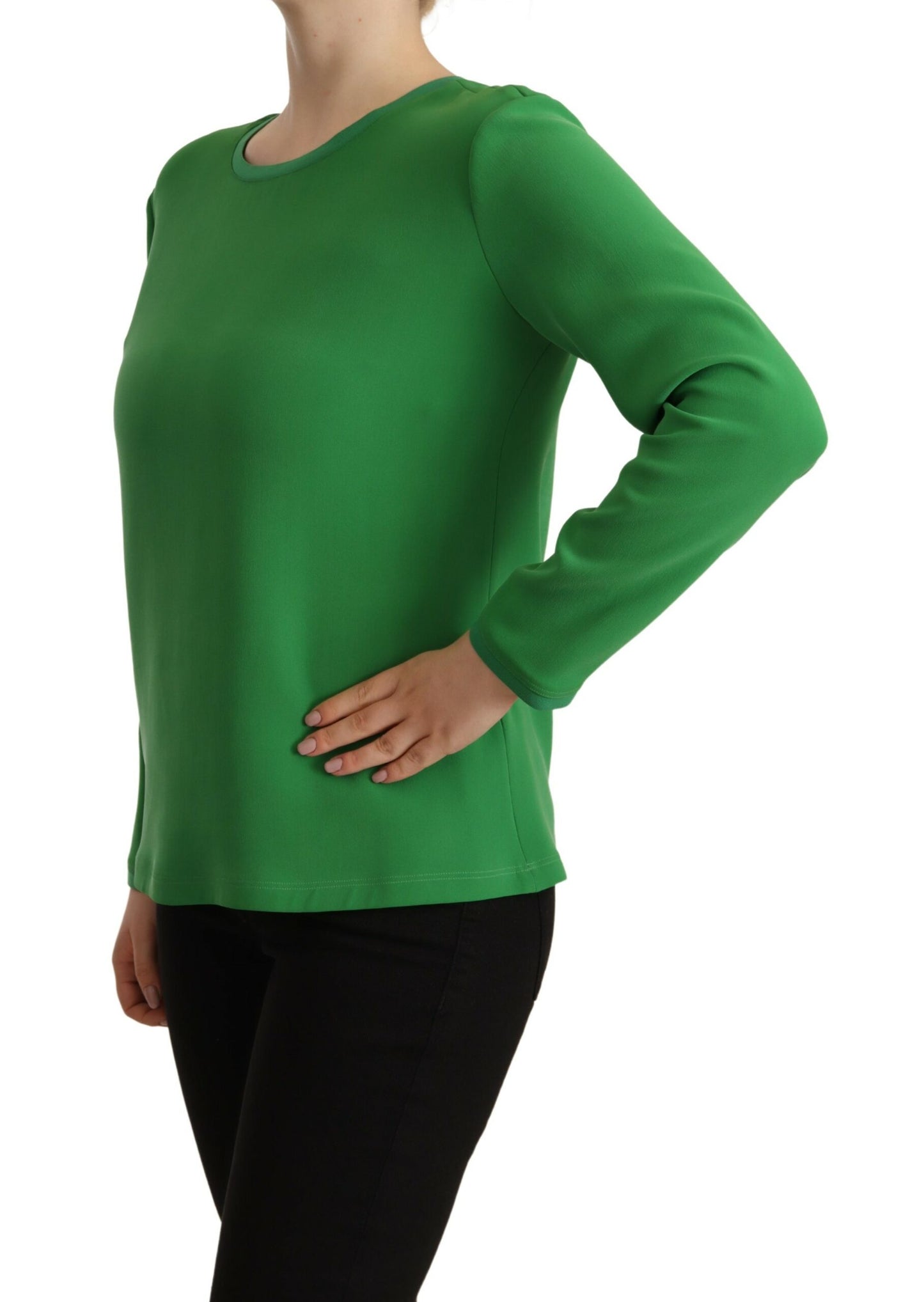 Armani Elegant Silk Long Sleeve Sweater in Lush Green