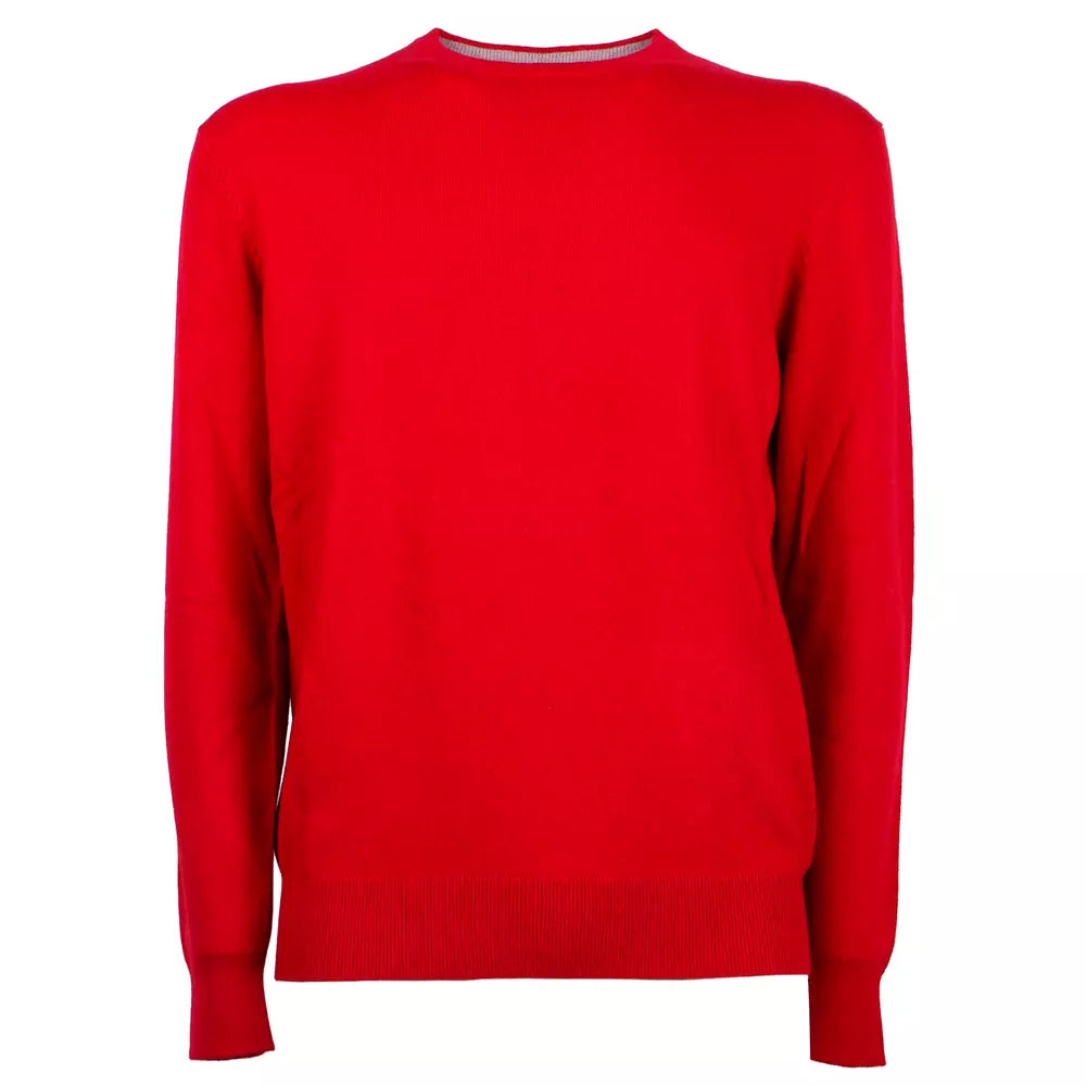 Emilio Romanelli Italian Wool-Cashmere Blend Red Crewneck Sweater