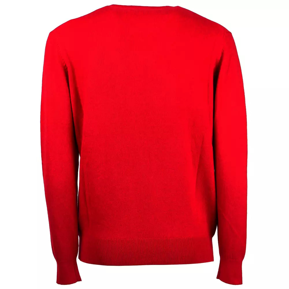 Emilio Romanelli Italian Wool-Cashmere Blend Red Crewneck Sweater