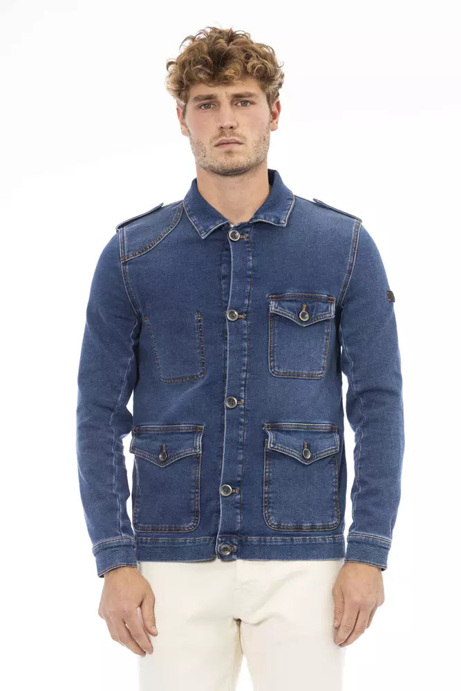 Distretto12 Blue Cotton Men Jacket