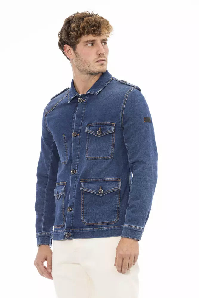 Distretto12 Blue Cotton Men Jacket