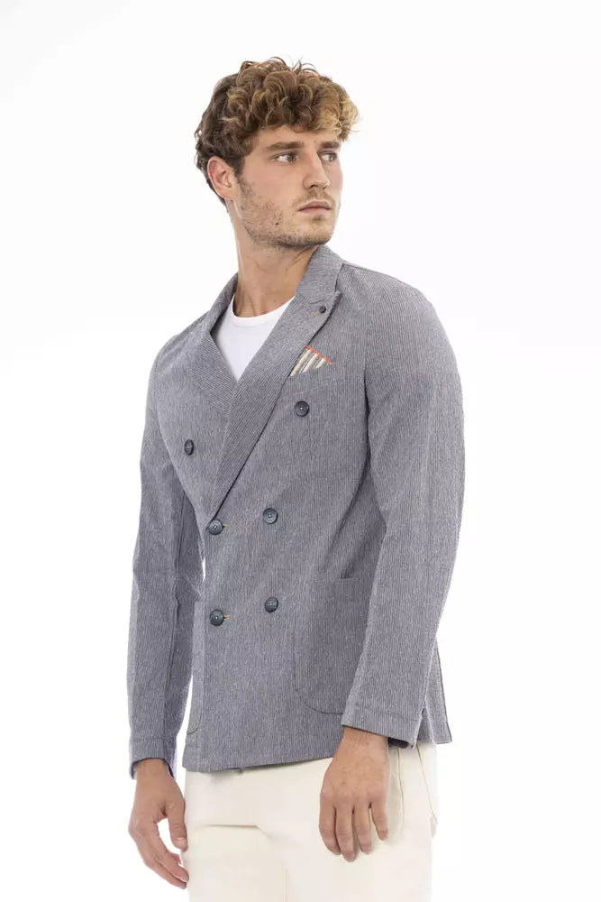 Distretto12 Blue Cotton Men Blazer