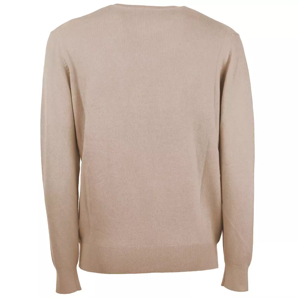 Emilio Romanelli Elegant Beige Wool-Cashmere Men's Sweater