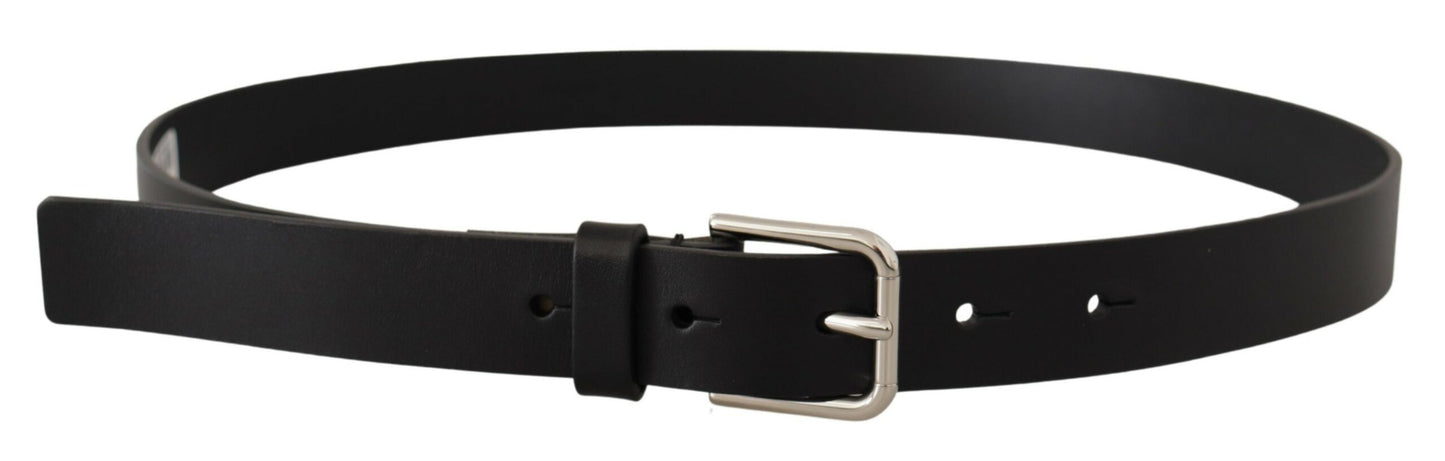 Dolce & Gabbana Elegant Black Leather Belt with Metal Buckle