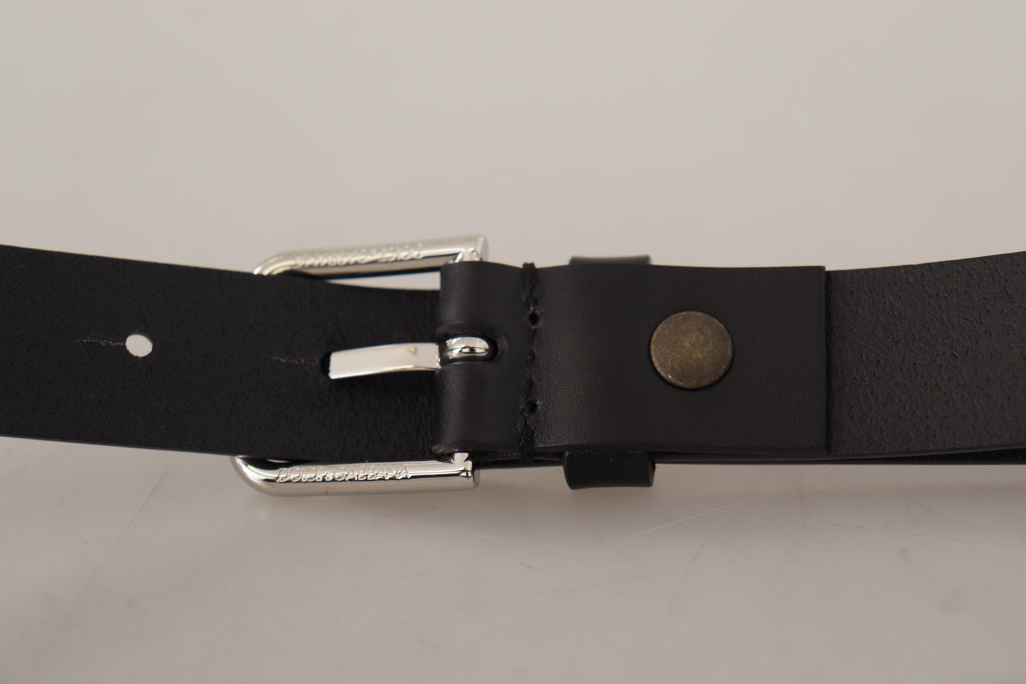 Dolce & Gabbana Elegant Black Leather Belt with Metal Buckle