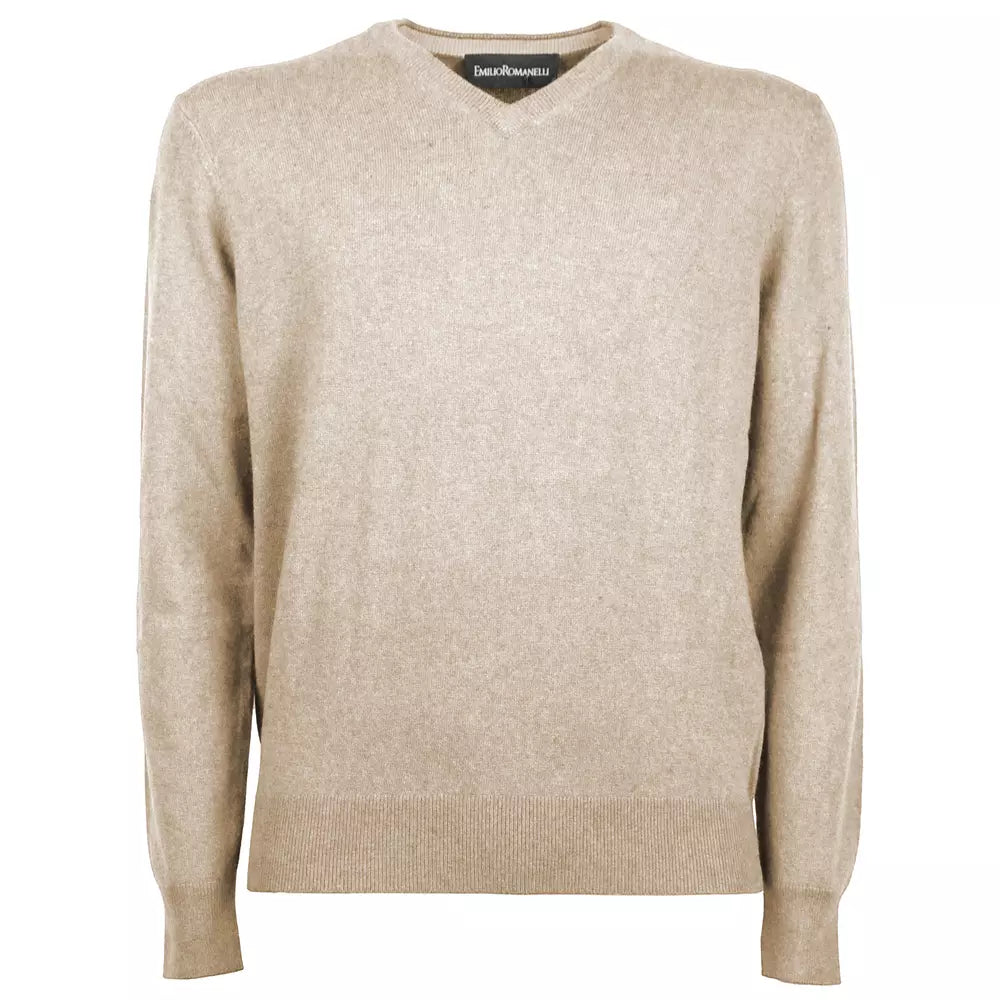 Emilio Romanelli Italian V-Neck Wool Blend Luxury Sweater