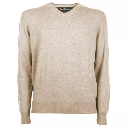 Emilio Romanelli Italian V-Neck Wool Blend Luxury Sweater