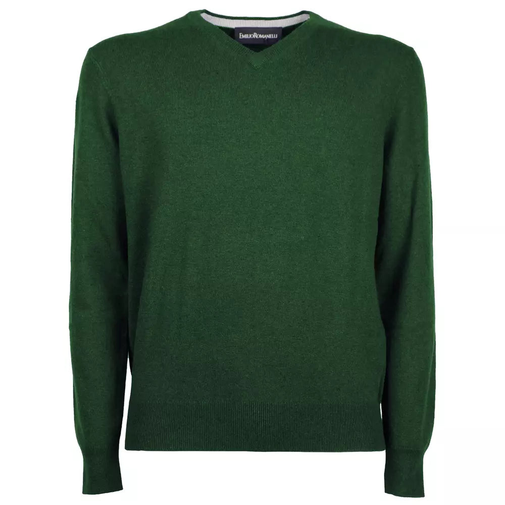 Emilio Romanelli Elegant V-Neck Wool-Cashmere Men's Sweater