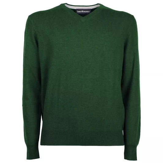 Emilio Romanelli Elegant V-Neck Wool-Cashmere Men's Sweater