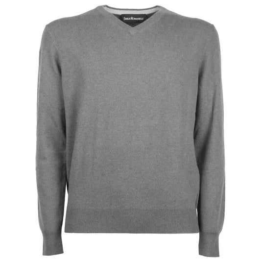 Emilio Romanelli Elegant V-Neck Wool-Cashmere Sweater for Men