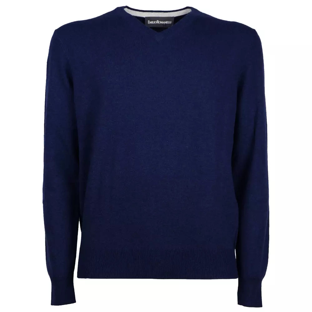 Emilio Romanelli Elegant V-Neck Wool-Cashmere Men's Sweater