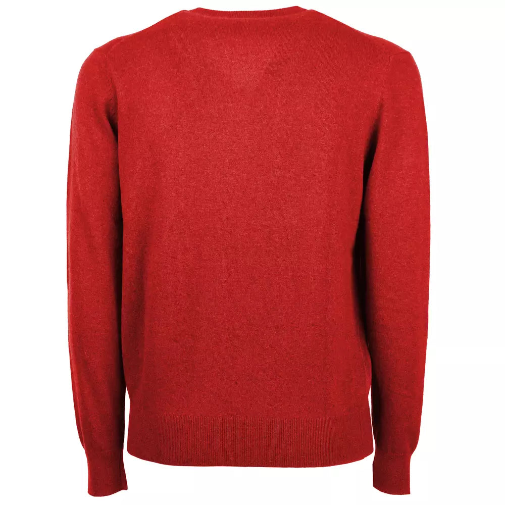 Emilio Romanelli Elegant V-Neck Wool-Cashmere Blend Sweater