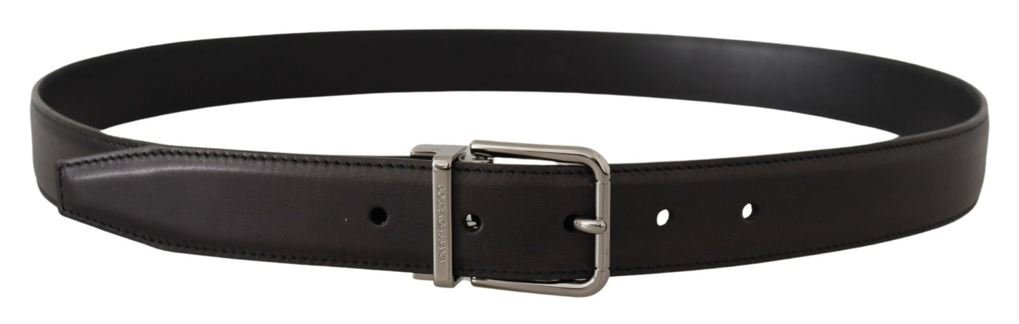 Dolce & Gabbana Elegant Black Leather Belt with Metal Buckle