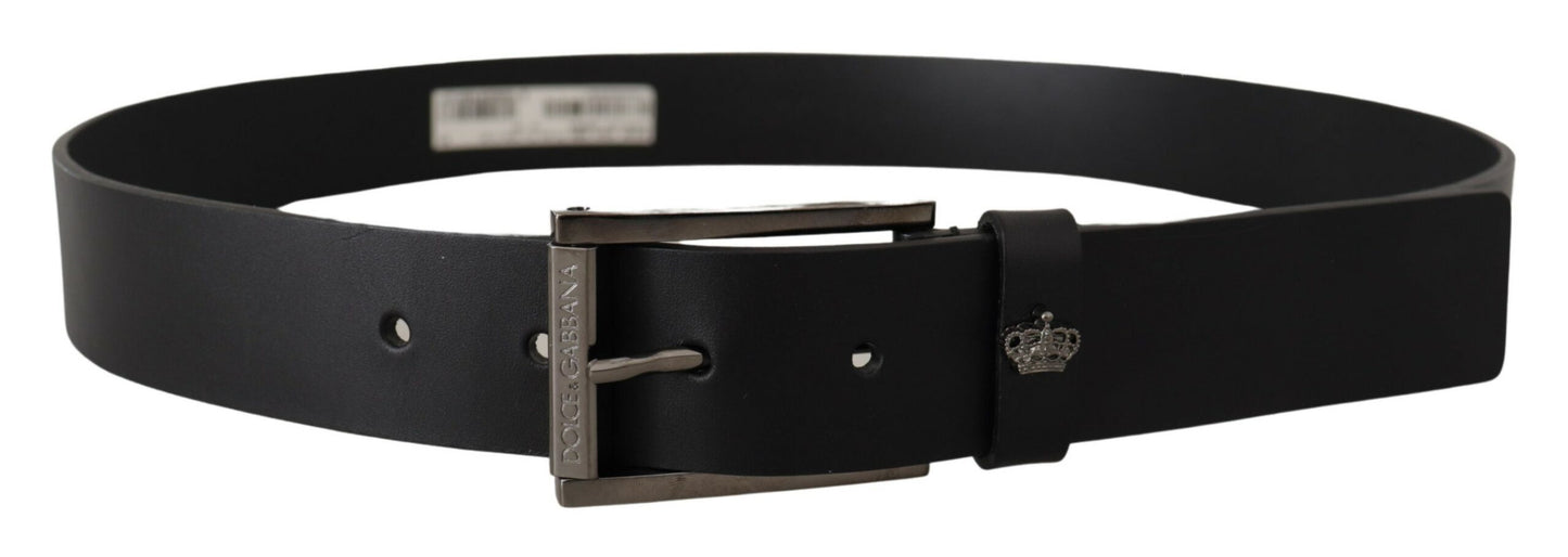 Dolce & Gabbana Elegant Black Leather Belt with Metal Buckle