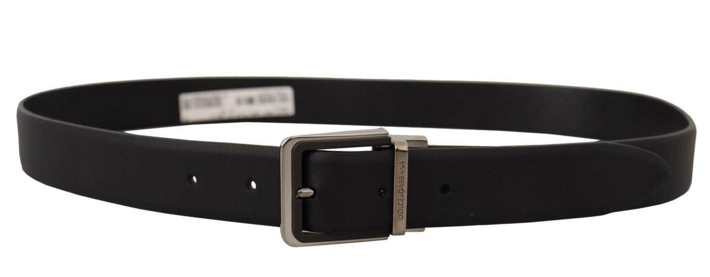 Dolce & Gabbana Elegant Black Leather Belt with Metal Buckle