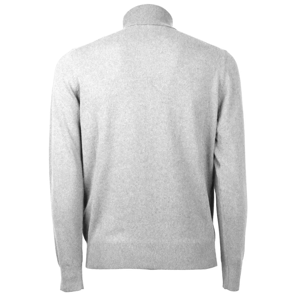 Emilio Romanelli Elegant Gray Turtleneck Wool-Cashmere Blend Sweater