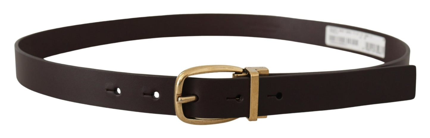 Dolce & Gabbana Elegant Dark Brown Leather Belt