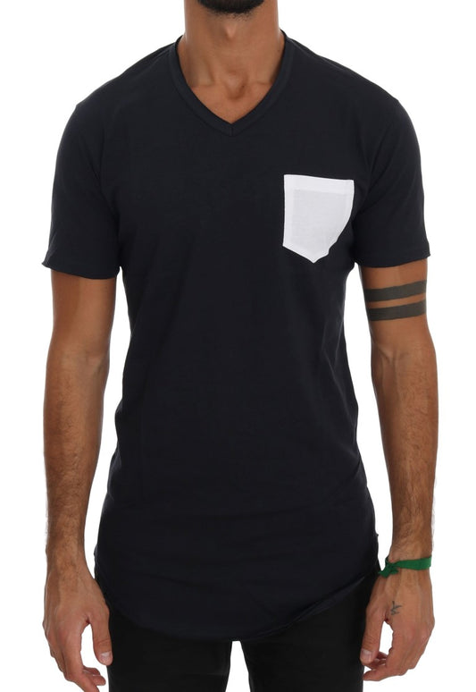 Daniele Alessandrini Sleek Black and White Crew-Neck Tee