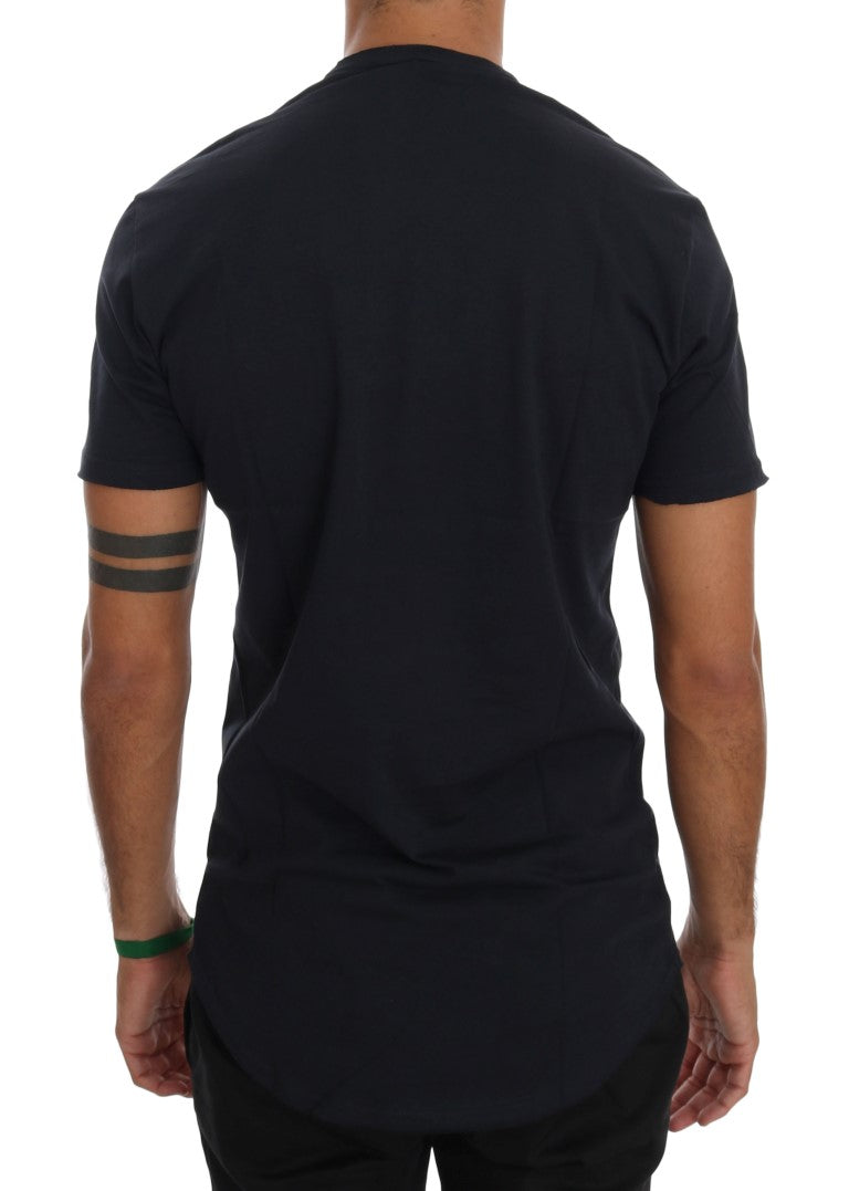 Daniele Alessandrini Sleek Black and White Crew-Neck Tee