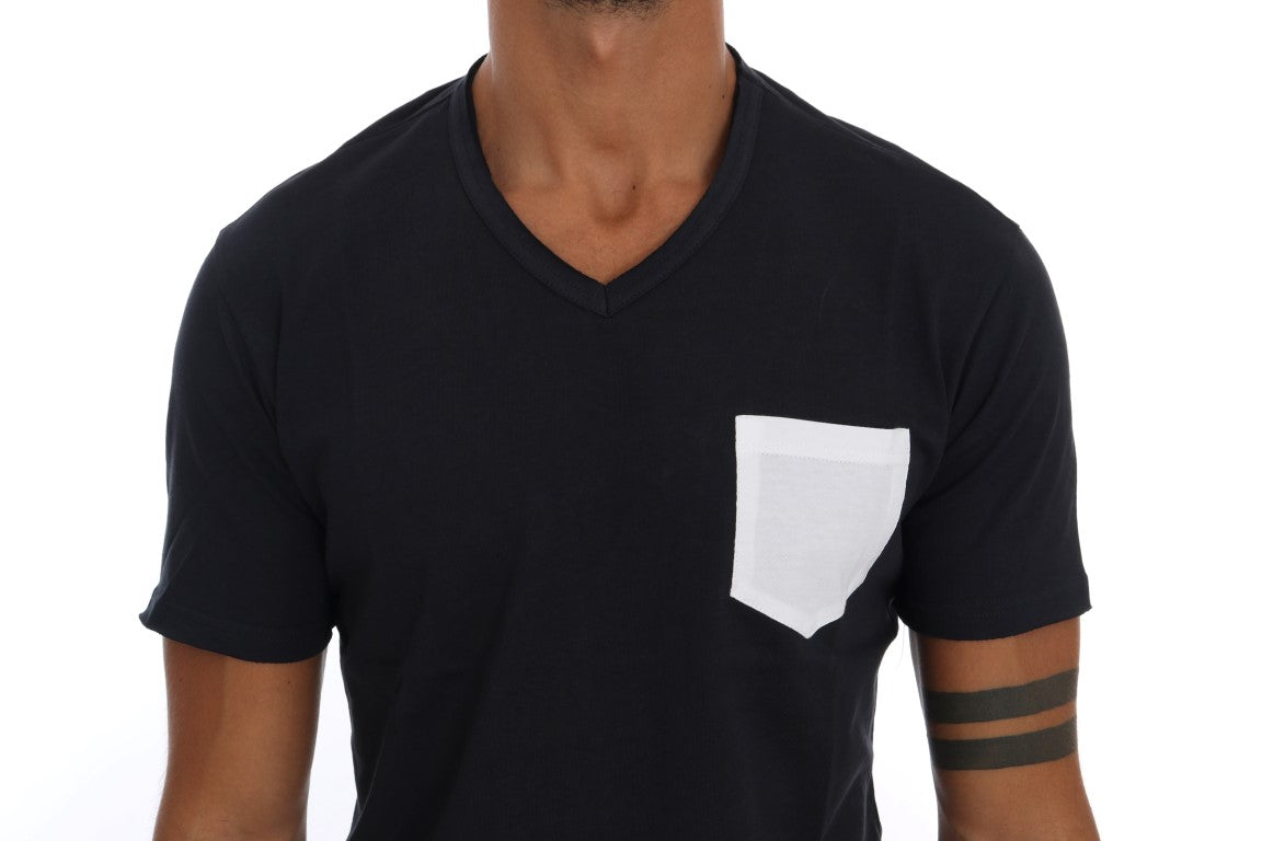 Daniele Alessandrini Sleek Black and White Crew-Neck Tee