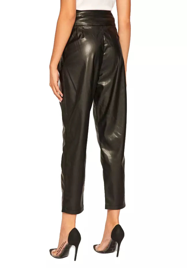 Twinset Chic Eco-Leather Trousers with Side Zip