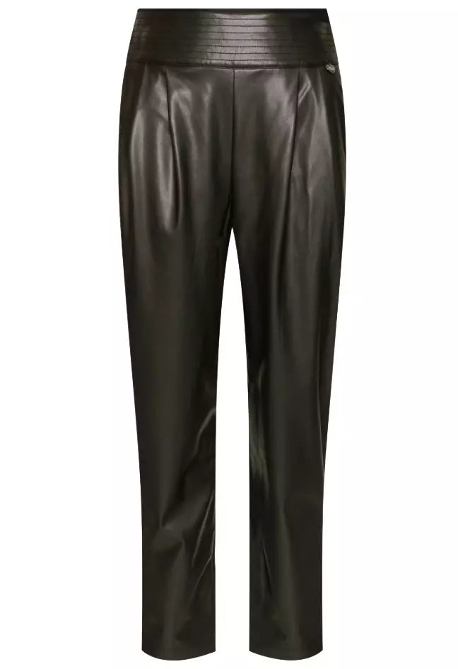 Twinset Chic Eco-Leather Trousers with Side Zip