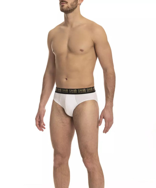 Cavalli Class White Cotton Men Brief