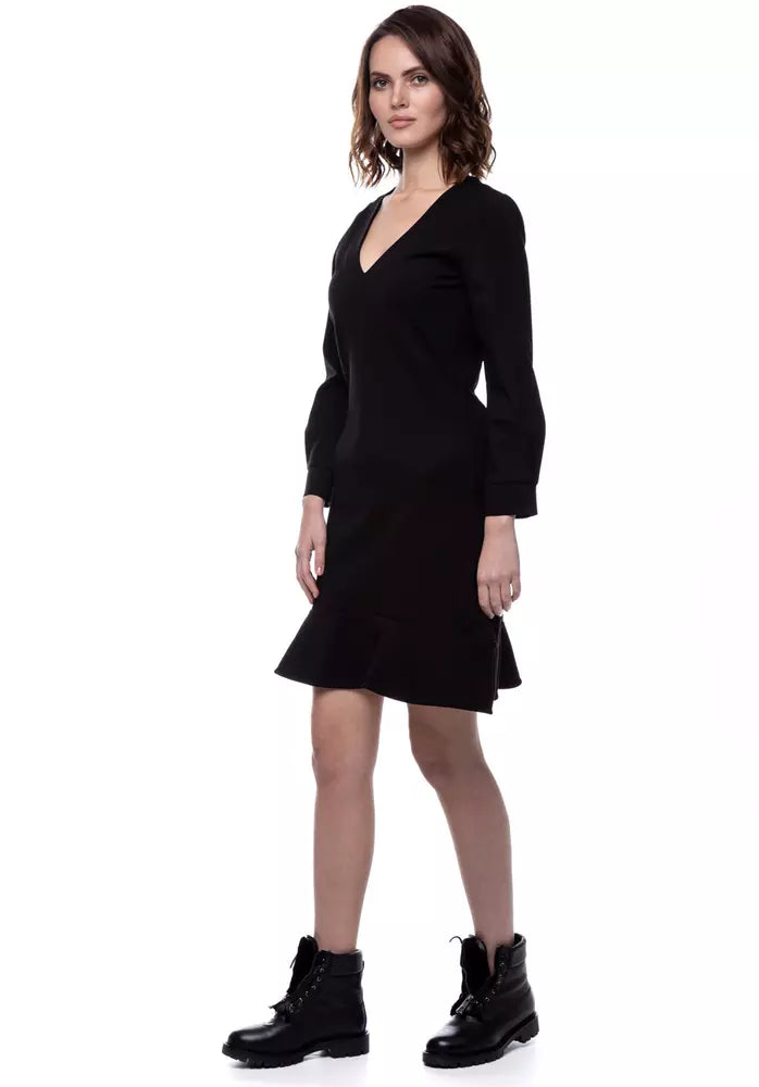 Twinset Elegant Black V-Neck Sheath Dress