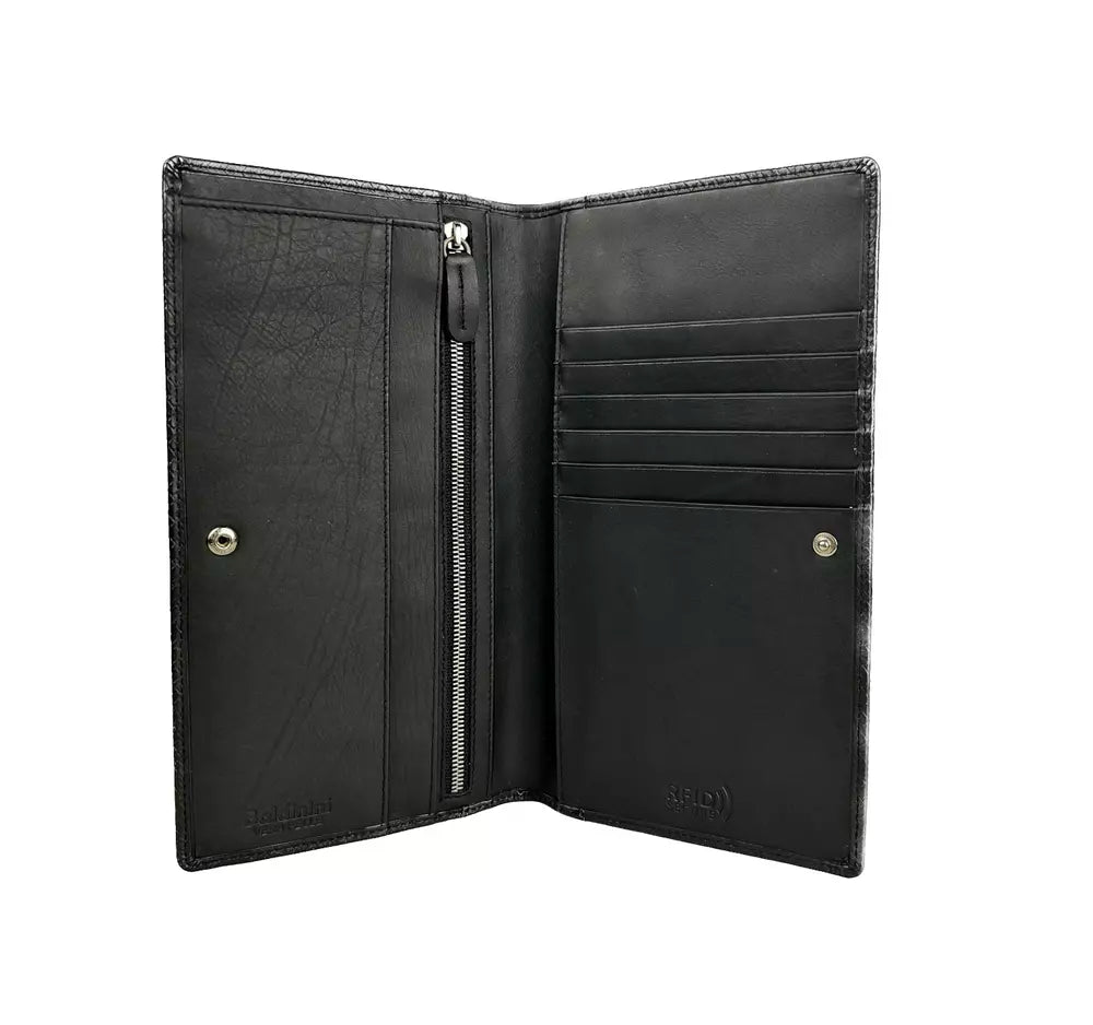 Baldinini Trend Elegant Black Leather Vertical Wallet