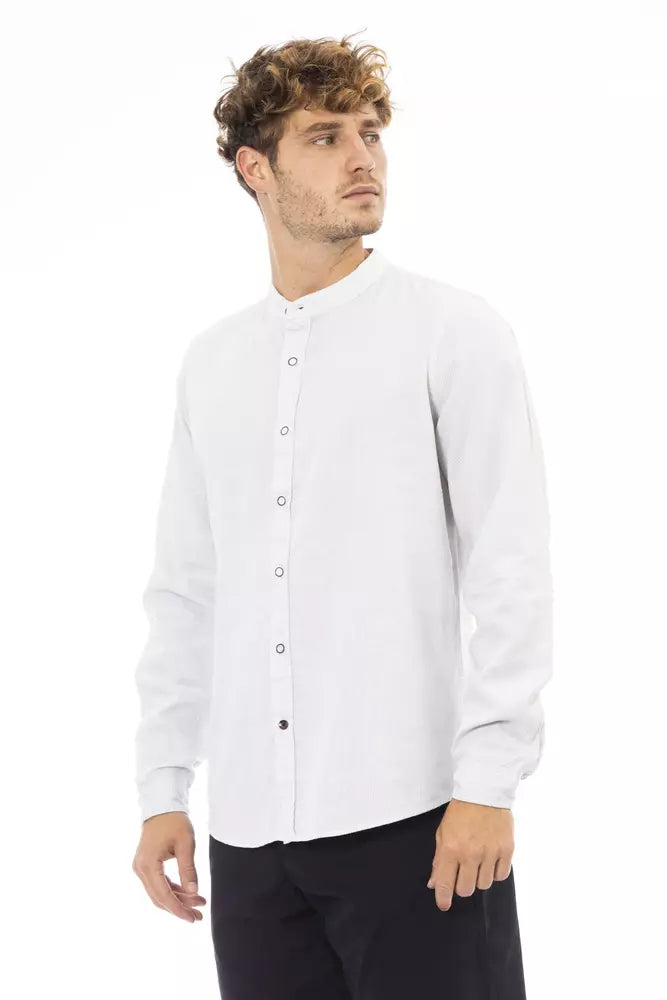 Baldinini Trend White Linen Men Shirt