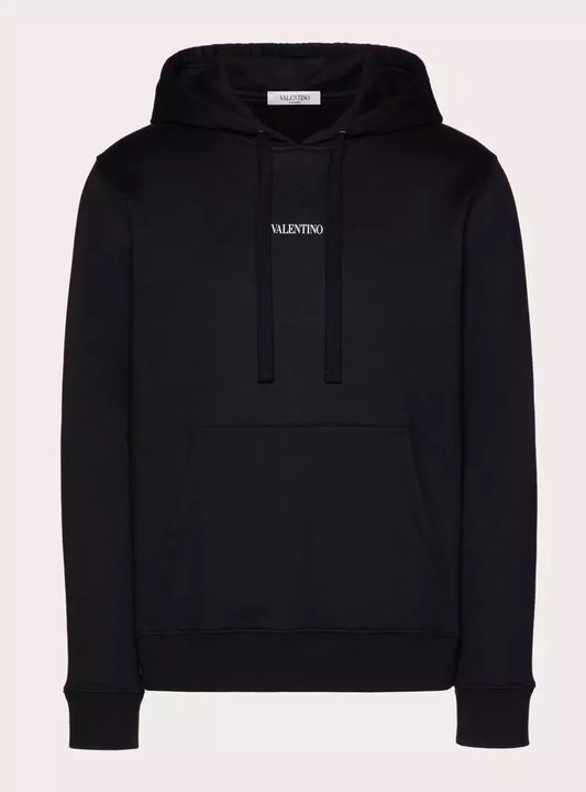 Valentino Elegant Cotton Blend Black Hoodie for Men