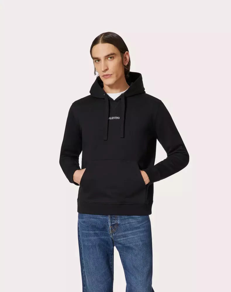 Valentino Elegant Cotton Blend Black Hoodie for Men