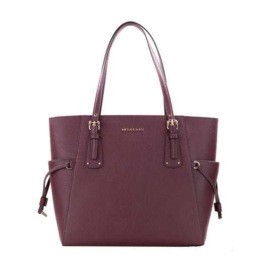 Michael Kors Voyager Large Merlot Saffiano Leather East West Tote Bag Purse