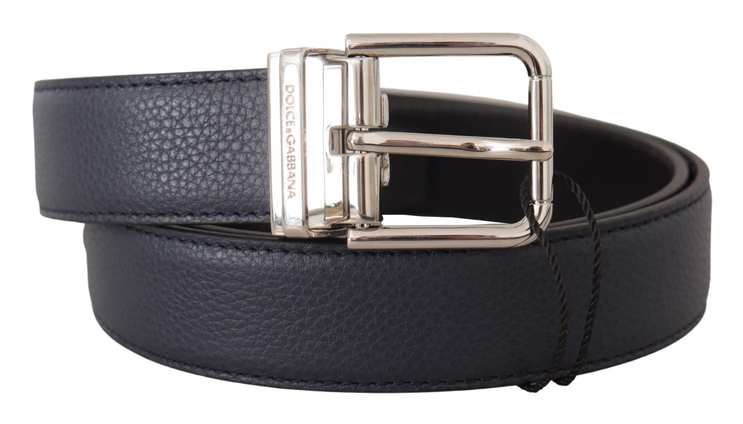 Dolce & Gabbana Elegant Navy Blue Leather Belt