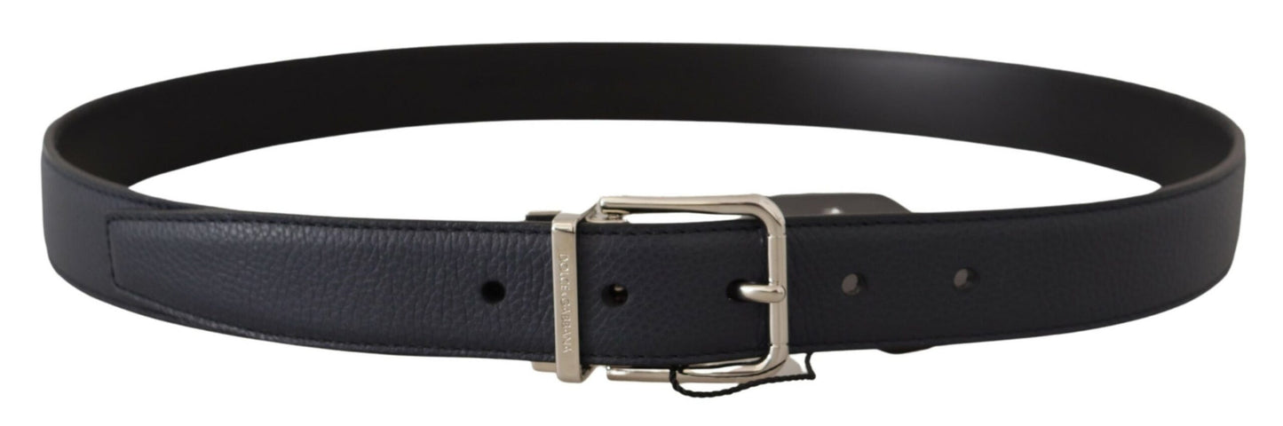 Dolce & Gabbana Elegant Navy Blue Leather Belt