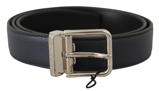 Dolce & Gabbana Elegant Navy Blue Leather Belt