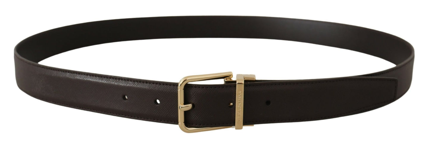 Dolce & Gabbana Elegant Leather Logo Engraved Belt