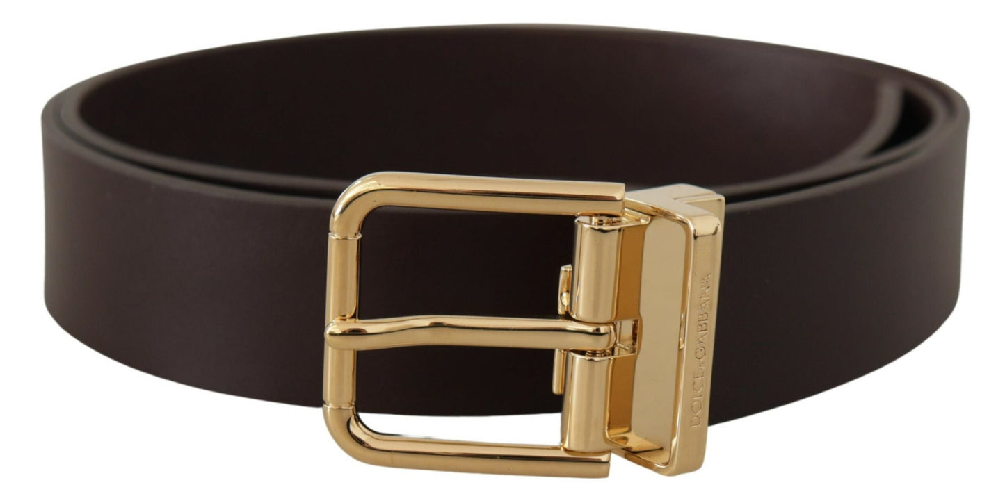 Dolce & Gabbana Elegant Dark Brown Leather Belt