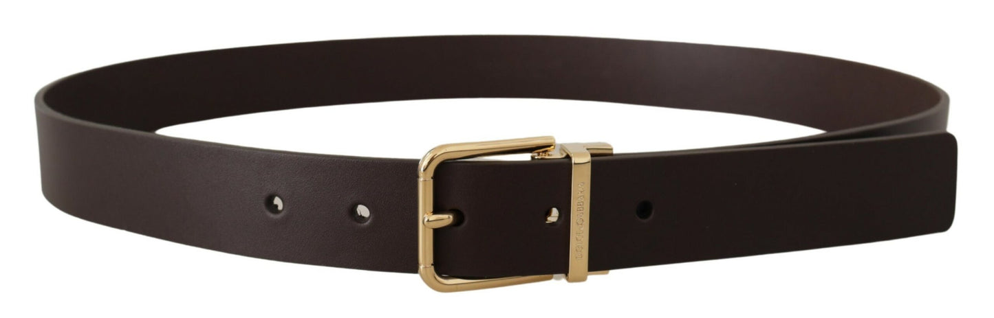 Dolce & Gabbana Elegant Dark Brown Leather Belt